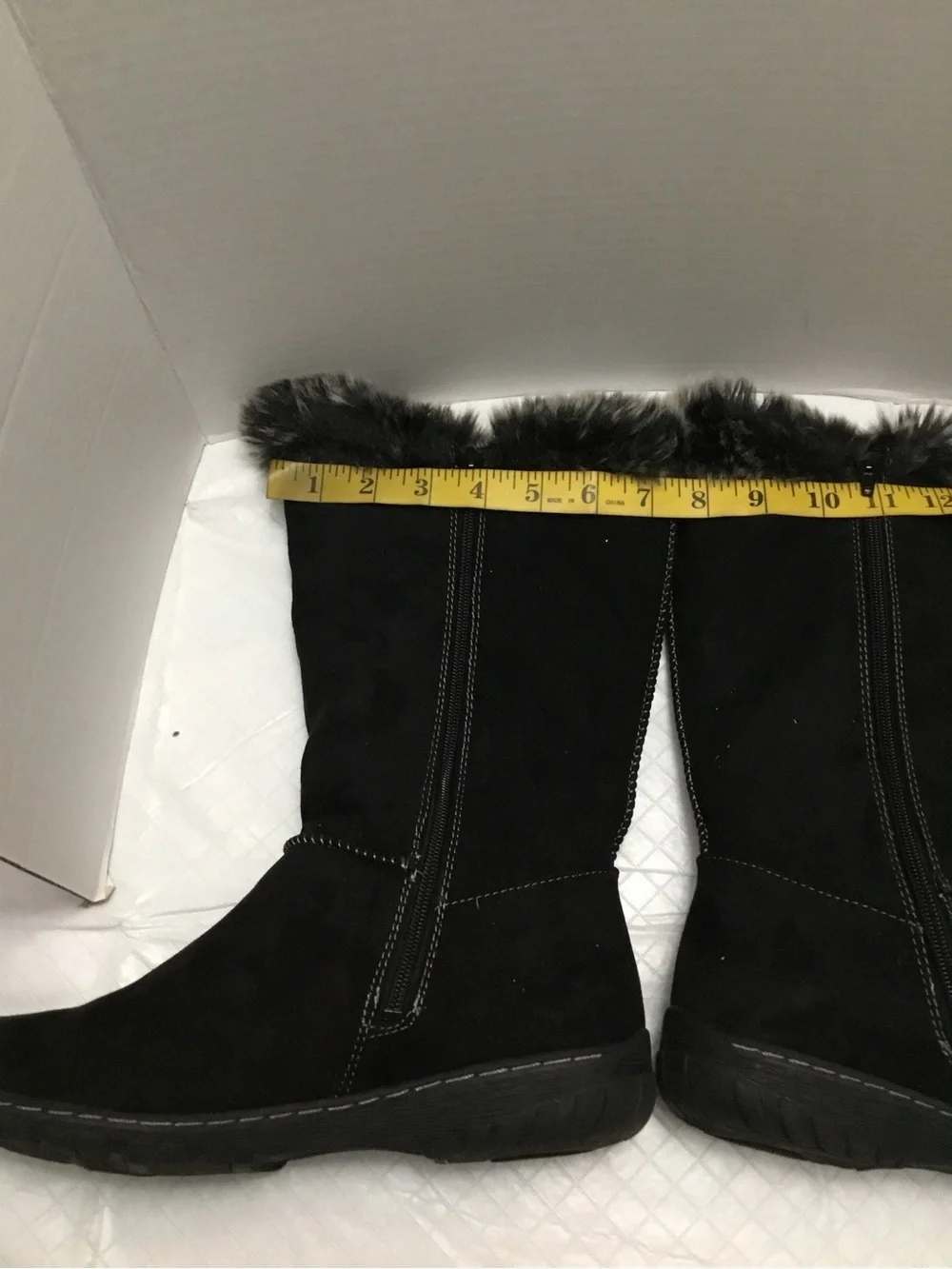Natural Soul Black Faux Fur Mid-Calf Winter Boots Side Zip Size 9.5‎